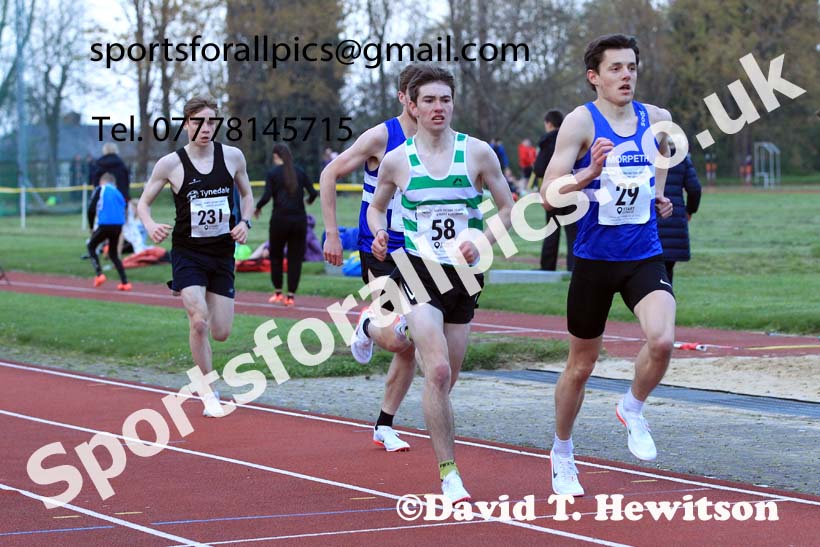 1500 metres, 2022 NEGP No. 1,  Monkton Stadium, April 20th, on a very cold night. Photo: David T. Hewitson/Sports for All Pics